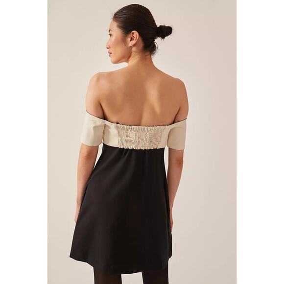 New Anthropologie Maeve Colorblock Knit Mini Dress $160 XXS B&W - Picture 4 of 5